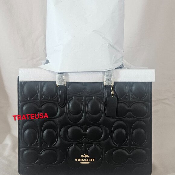 Maggie Tote Bag In Signature Leather CY672 Black Packed - Picture 3 of 16